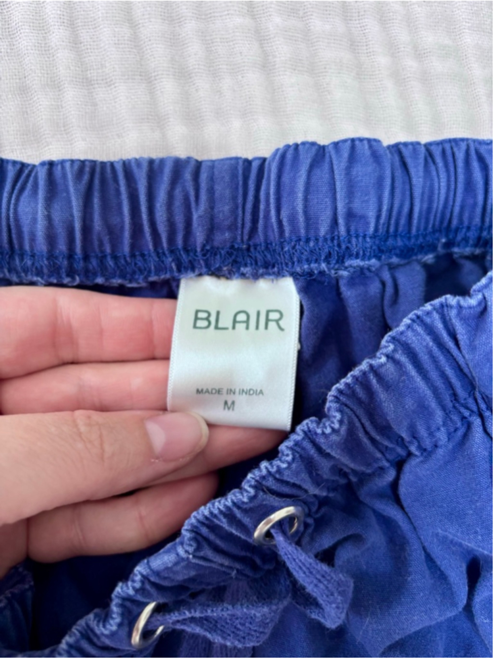 Women's BLAIR Blue Cargo Capris S/M Cotton Barrel shape leg Drawstring - Picture 4 of 14